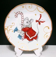 1 Williams Sonoma Twas The Night Before Christmas Mouse Salad Plate 8.25" NEW