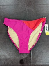 Size 10 Summersalt Women's Diagonal Mid-Rise Bikini Bottom Hibiscus/Grapefruit