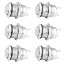 Zorfeter 6 Pcs 12mm Momentary Push Button Switch 2 Pin, 1NO SPST High Round