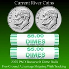 2025-P&D Roosevelt Dimes BU Mint State 2 Roll Set