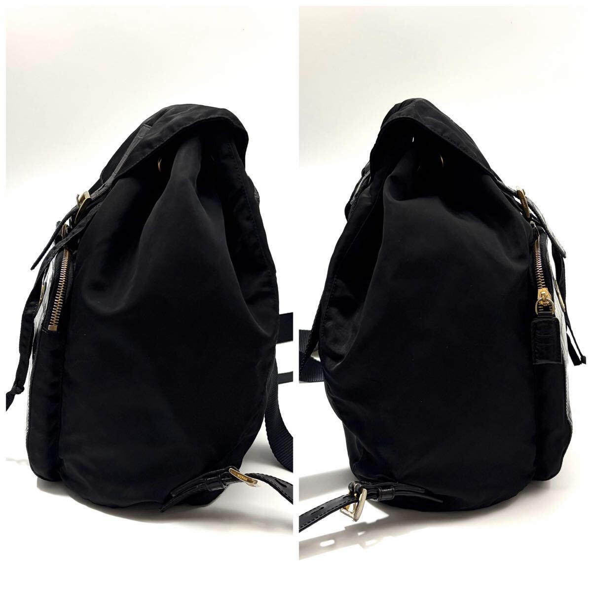 Rare PRADA Nylon Backpack Black Croco Backpack Black Unisex from japan thumbnail 7