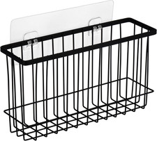 Wall Door Adhesive Kitchen Wrap Organizer Rack, No Drilling, Black
