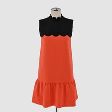 Victoria Beckham Target Scallop Shift Dress Womens Size XS Red Black Mod Retro