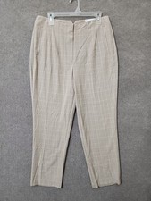 Nine West Tapered Leg Dress Pants Womens 10 Beige Plaid Career Business NEW