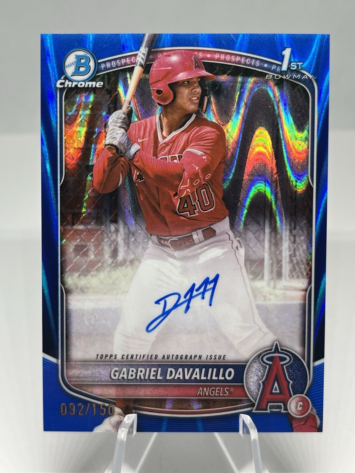 2025 Bowman Chrome Gabriel Davalillo Auto Blue RayWave Refractor /150 Angels 1st
