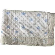 Manta bebé recién nacido Dream Big Little One azul gris estrellas Minky mate satinado