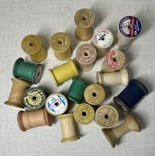 Vintage Lot of 20 Large 1.5" - 2" Empty Wooden Thread Spools Variety of Brands