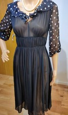NEW  EMBELLISED DRESS SIZE UK 8 US 4 APPROX BLACK WHITE CETATE POLYAMIDE