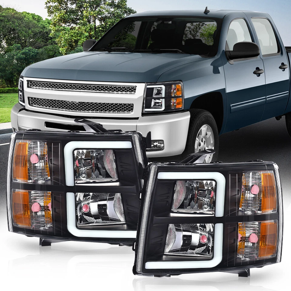 Faros de tubo LED DRL para Chevy Silverado 2007-2013 izquierda+derecha Foto 2 de 4