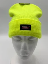Dickies Beanie One Size OSFM Neon Yellow Skully Hat Fleece Lined Cuffed NWT