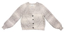 Aerie Cardigan Ribbed Knit Chunky Crop Two Tone Heather Gray XS Oversized