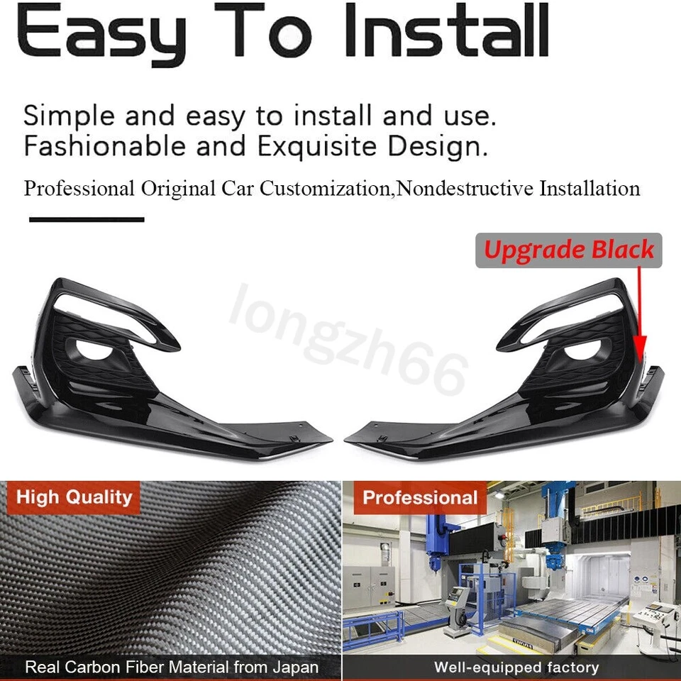 For Infiniti Q50 Sport 2018-2020 Fog Light Lamp Cover Bezels Black Left + Right Foto 2 de 4