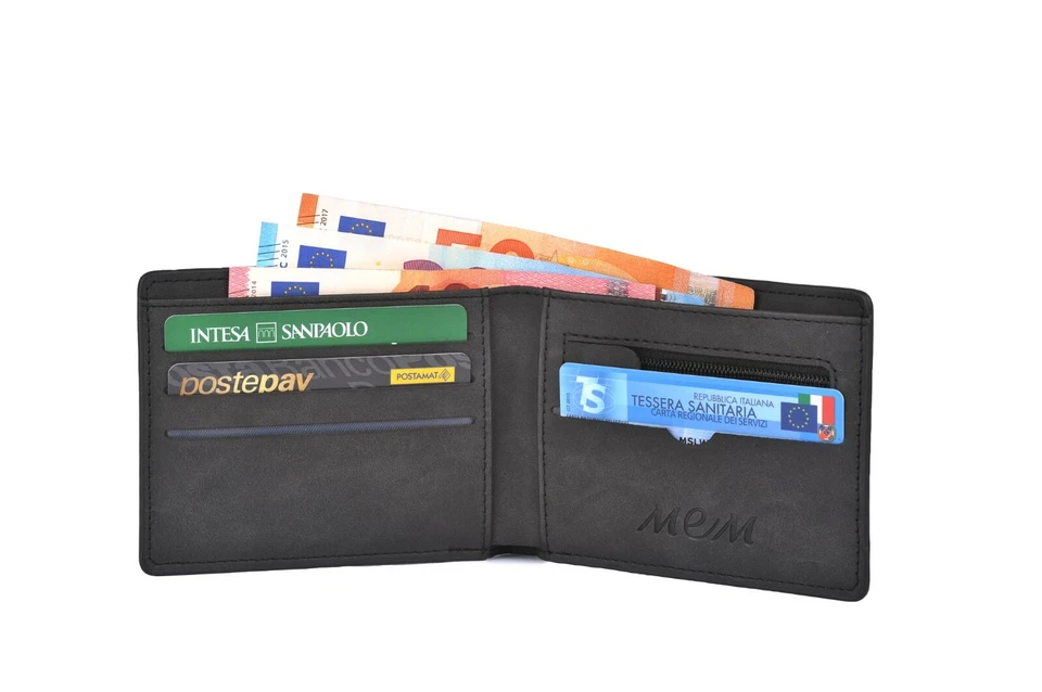 Portafoglio Uomo-Sottile-Slim-Porta Carte di Credito-Similpelle-Comodo-Tascabile - Immagine 2 di 4