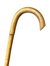 Vintage Antique Stepped Bamboo Wood Crook Handle Walking Stick Cane 37  L