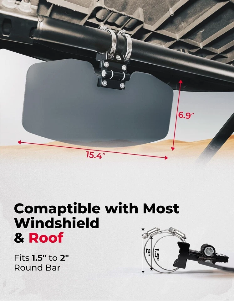 Viseira solar KEMIMOTO UTV 1,5-2"" para Polaris RZR PRO R XP 1000 TURBO Honda Pioneer - Imagem 3 de 4