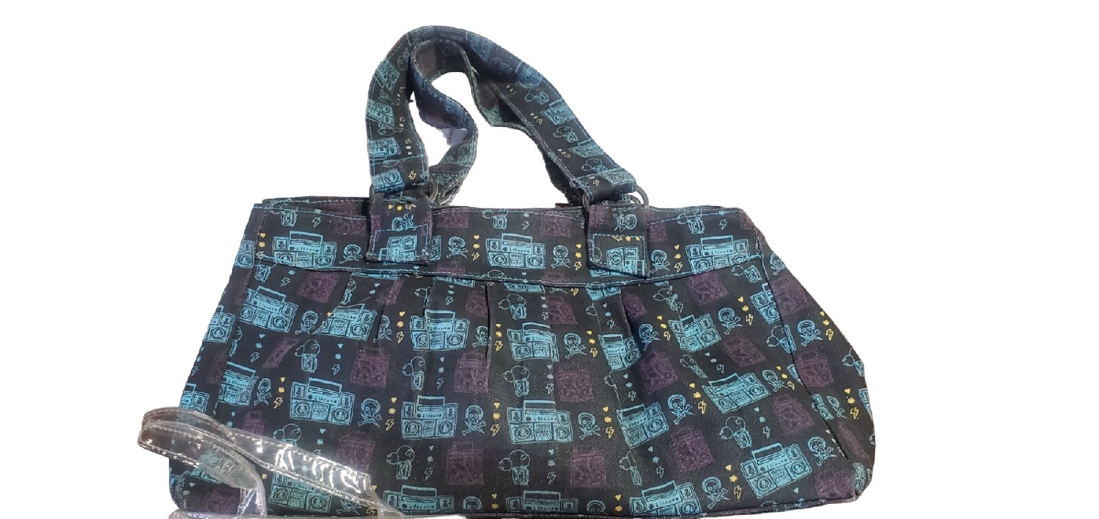 III Parcel Purse & added pouch with Boombox,  Radios & skulls print. 