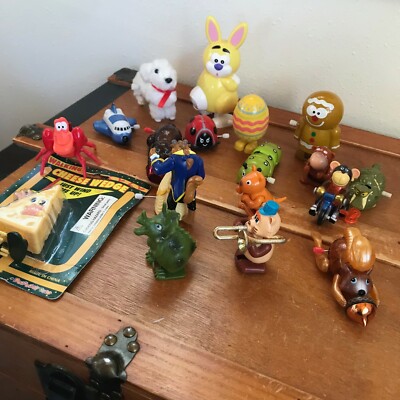Large Lot of Plastic Wind Up Bunny Rabbit Bear Squirrel Monkey on Trike Cheese 
