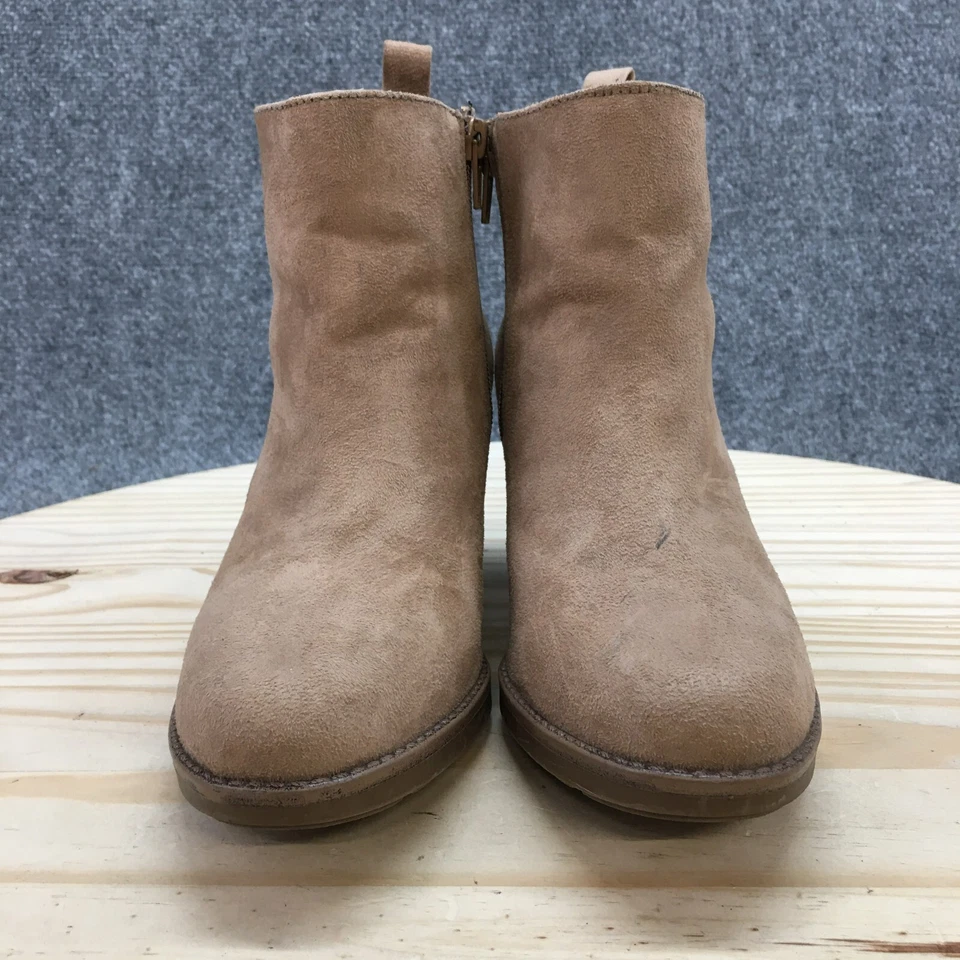Botas de azúcar para mujer 7 néctar Botines Beige Gamuza Informales Cremallera lateral Tacón Foto 4 de 4