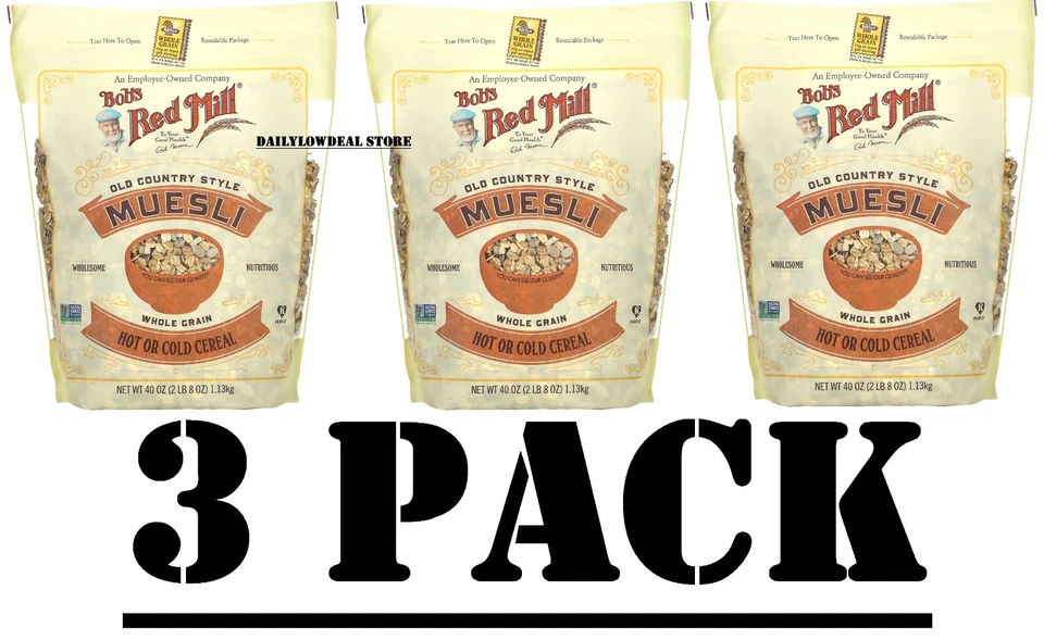 PACK de 3 cereales Muesli Bob's Red Mill resellables estilo country antiguo 40 oz ea E:2027 Foto 3 de 4