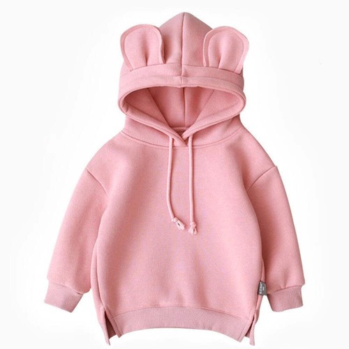 Cartoon Solid Color T-shirt Sweater Fleece Long-sleeved Hooded Children's T-shir - Picture 5 of 48