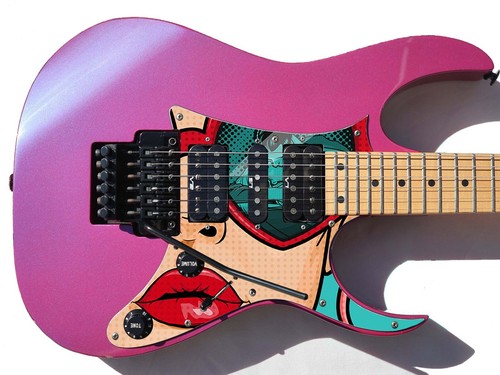Guitar Skin Wrap Axe Reface - 80er rot schwarz Bowlingkugel Marmor 183 - Bild 66 von 71