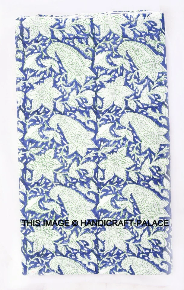 Tela de costura de gasa de algodón estampada a mano india para correr 3 yardas Foto 3 de 3