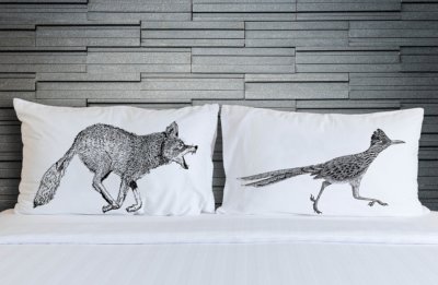 Roadrunner vs. Coyote Cotton Pillow Case Set Southwest bedding decor New Mexico