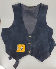 Vintage Looney Tunes 1997 Snap Front Suede Vest of Tweety Bird Size Medium
