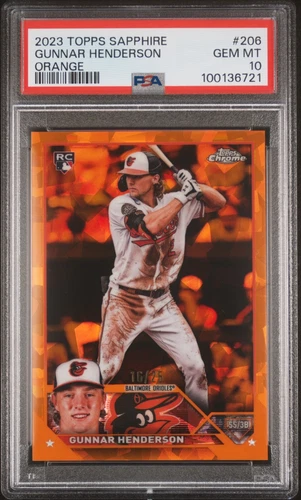 2023 Topps Chrome Sapphire #206 Gunnar Henderson Rookie Orange /25 PSA 10 RC