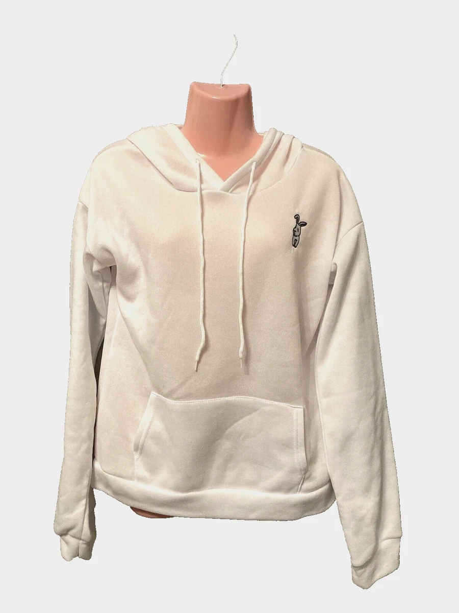 White Bunny Hoodie With Ears on Hood And Bunny Logo Size XL 14 16