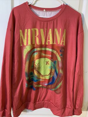 Nirvana Smiley Face Sweatshirt; Aesthetic Pink Rainbow Unisex