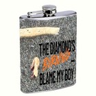 Diamonds Burning Baseball Design Flask 8oz Stainless Steel Hip Flask