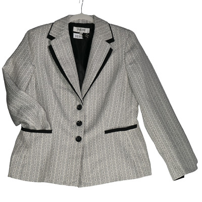 Jones NY Studio Jacket Blazer Womens Size 12 Pockets Metallic Contrast Lapel