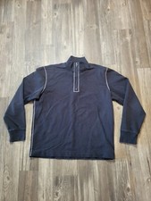 Hugo Boss Sweater Mens XL Black Keondri Quarter Zip Pullover Orange Label