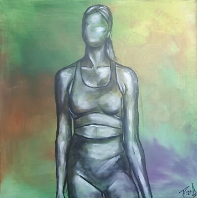 Women Fitness Athletic Art Painting Original On Canvas 