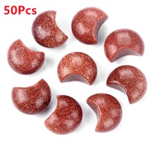 50 piezas de cuentas de piedras preciosas sin perforar sin agujero talladas en la luna de piedra de arena dorada decoración HT2131
