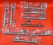 9 Kitchen Cabinet or Drawer Pulls Brushed Nickel Round T Bar Handle Drawer 6  