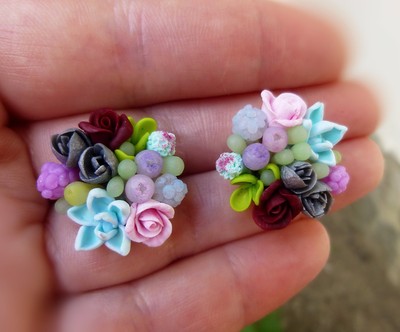 Succulent Flower Earrings Handcrafted Fashion Wedding Cute Polymer Clay Handmade Ebay