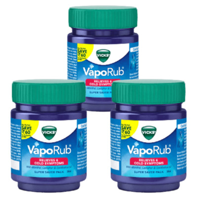 Vicks VapoRub Congestion Cold Headache Relief Eucalyptus Baby Inhaler 50ml.x3pcs