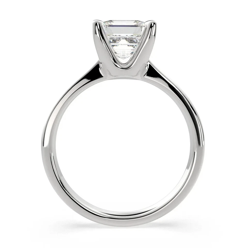 Anillo solitario de diamantes naturales VS1 E de 3 quilates certificado en plata de ley 925 maciza Foto 2 de 4