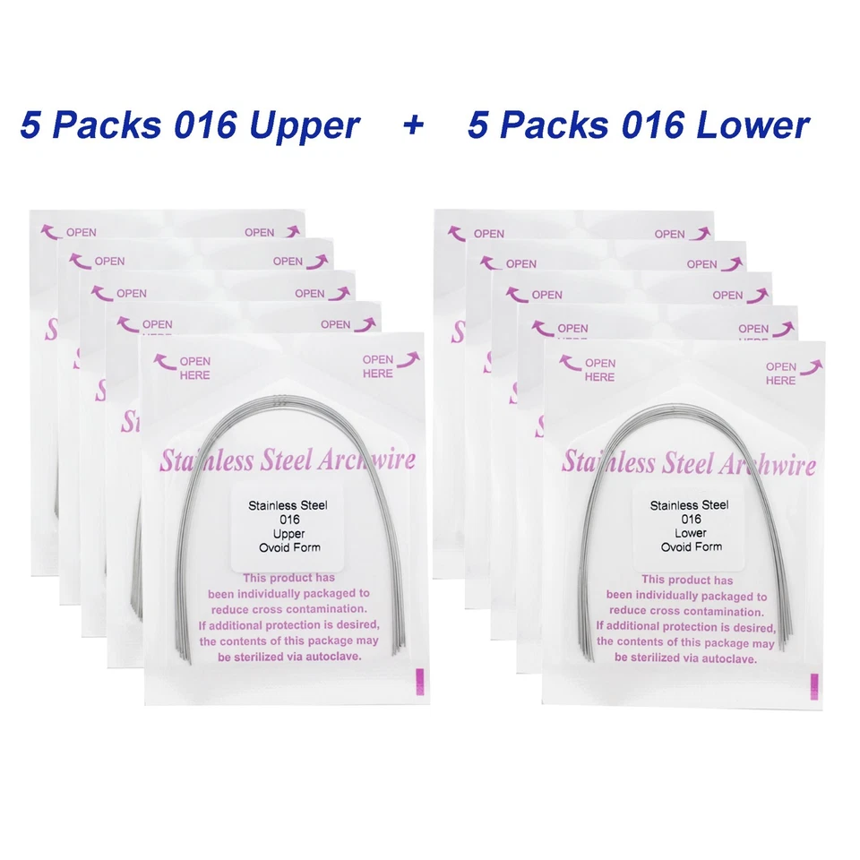 100 piezas de alambre de arco de ortodoncia dental NiTi acero inoxidable ovoide redondo rectangular Foto 4 de 4