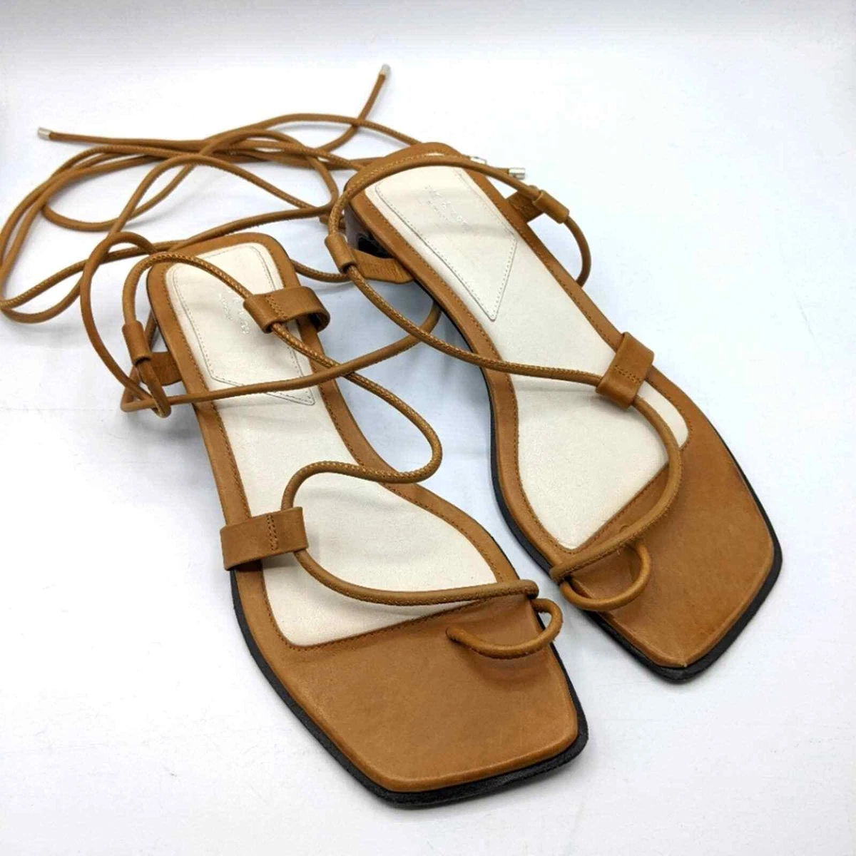 Rag Bone Cindy Square Toe Tie Leather Sandals Size 7 37 eBay