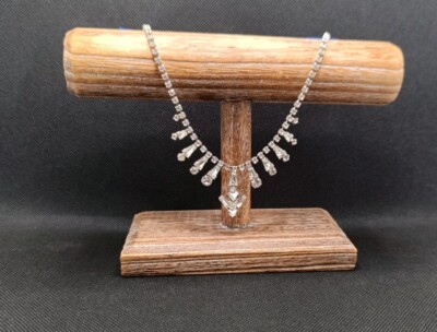Clear Crystal Multiple Cut Art Deco Vintage Necklace Unsigned 14''