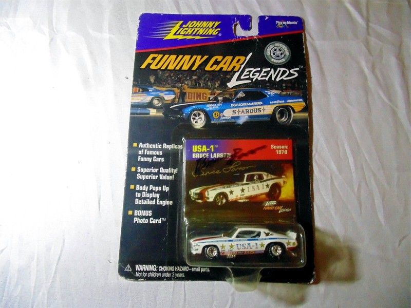 VINTAGE AUTOGRAPHED BRUCE LARSON DIECAST CAR