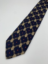 Vtg Robert Talbott Mens Silk Neck Tie Necktie Blue, Red, Gold Chain Abstract