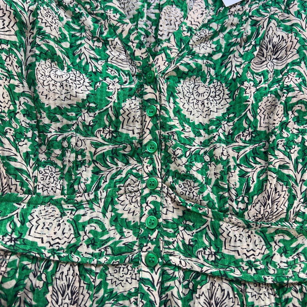 ba&sh Paz Floral Shirtdress, Size Small in Vert at Nordstrom