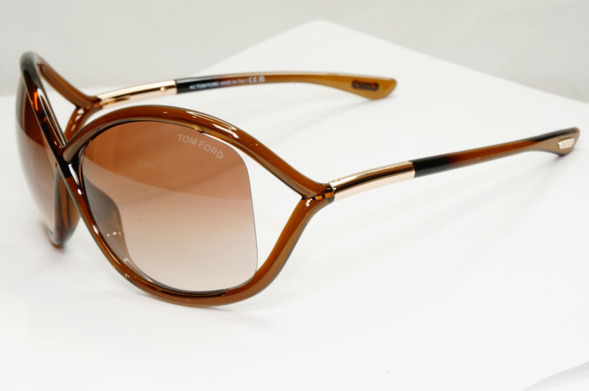 Tom Ford Whitney Sunglasses Brown Gradient Gold Large Wrap TF9