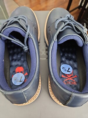 G/Fore Mens Debossed Skull Gallivanter Sz 7.5 Golf Shoes Navy Blue