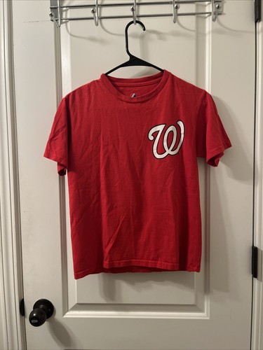 Majestic Boys Graphic T-Shirt Washington Nationals MLB Werth #28 Size M Red