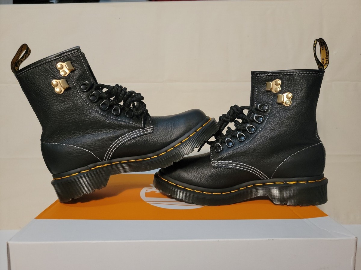 MARTENS WOMEN'S 1460 HARDWARE BLACK VIRGINIA LEATHER BOOTS